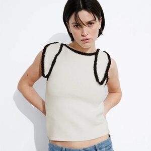 & Other Stories Ivory Tank with Black Edging